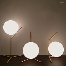 Lampes de table moderne LED lampe de bureau boule de verre nordique pour chambre chevet doré minimaliste luminaire intérieur décor à la maison barre