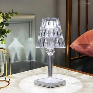 Lampes de table LED moderne E27 Crystal pour chambre salon Bureau de chevet lampe Diamond Creative Atmosphère Luxury Indoor Linghting