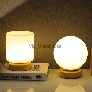 Tafellampen Moderne LED Glazen Bol Tafellamp Woonkamer Binnenverlichting Slaapkamer Nachtkastje Decor Houten Tafellamp Keuken Luminarie YQ231006