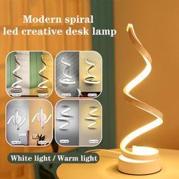 Tafellampen modern led lamp bureau bedgebied acryl ijzer spiraalvormige licht voor huis woonkamer slaapkamer decoratie eu plug night