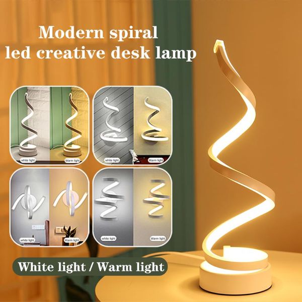 Lampes de table lampe à LED moderne Desk Bedide Acrylique Iron Spirale Lumière incurvée pour la maison Décoration de la chambre à coucher