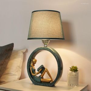 Tafellampen moderne ledlamp voor slaapkamer dimbaar bedlicht lichte cartoon meisje standbeeld leeslichten indoor verlichting huisdecor abat jour