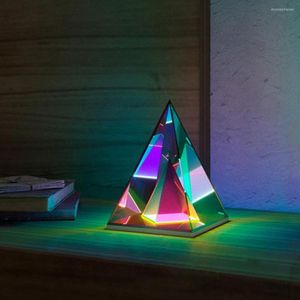 Tafellampen moderne led lamp ub kleur piramide doos acryl nachtlichtcadeau