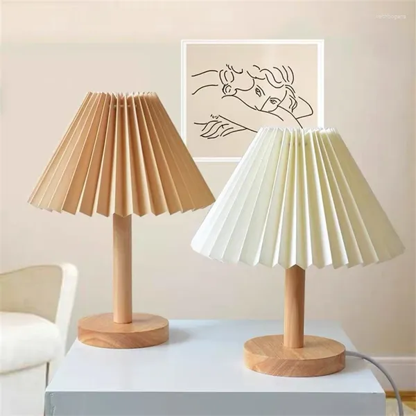 Lampes de table LED moderne Origami lampe de bureau avec base en bois pour salon chambre décorative à côté de la lampe lecture étude éclairage