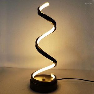 Lampes de table LED moderne lampe en spirale bureau incurvé chevet blanc froid lumière chaude pour salon chambre lecture