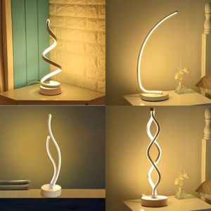 Lampes de table moderne LED spirale lampe bureau chevet acrylique fer incurvé lumière pour salon chambre décoration LightTable