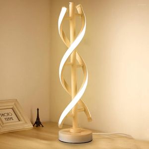 Lampes de table moderne LED spirale lampe bureau chevet acrylique lumière incurvée pour salon chambre décoration prise américaine