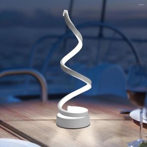 Tafellampen moderne led spiraal lamp bureau bed acryl ijzer gebogen licht voor woonkamer slaapkamer decoratie EU -plug