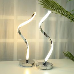Tafellampen moderne led spiraal licht bureau bedlamp lamp acryl metalen oogbescherming lezing leren woonslaapkamer decoratief lichtstabiel