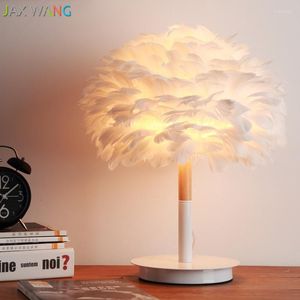 Tafellampen Moderne Minimalistische Veer Led Lamp Creatieve Mode Design Verlichting Woonkamer Slaapkamer Nachtkastje Warme Romantische Verlichting