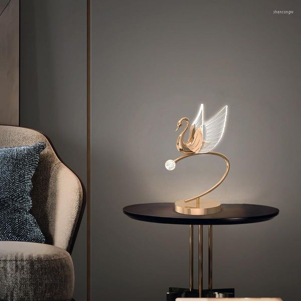 Lámparas de mesa Lámpara de cisne INS minimalista moderna Sala de estar Sofá Lado Café Dormitorio Estudio de cabecera Luz LED decorativa