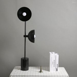 Tafellampen Modern Minimalistisch Led Lamp Bureau Creatief Model Appartement Zwart Ijzer Lichten Metaal Marmer Hoorn Verlichting Studie