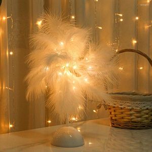 Lampes de table moderne nordique plume veilleuse chevet lampe de lecture chambre fête mariage romantique décoration pour salon