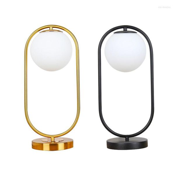 Lámparas de mesa Modern Nordic Gold Black LED Bola de cristal Iluminación de escritorio para estudio Mesita de noche Dormitorio Oficina Estudio Decoración del hogar