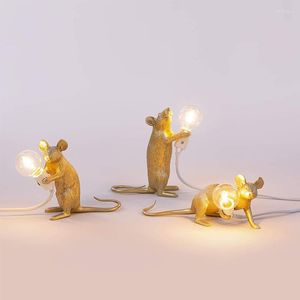 Tafellampen moderne hars rat nachtlichten Nordic kleine mini muis schattige led home decor bureau lamp verlichting armaturen