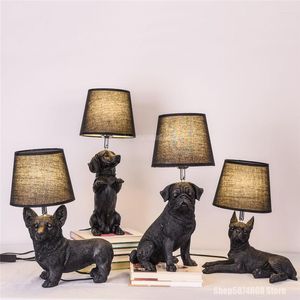 Tafellampen moderne hars puppy voor slaapkamer dierenhond bureau lamp bedacht naastliggende lichtarmaturen led bed woonkamer huis deco