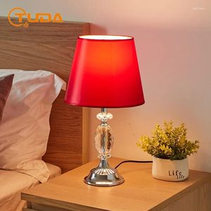 Tafellampen modern eenvoudige en modieuze bruiloft rode kristallen lamp voor slaapkamer woonkamer bedstudie bureau woning decor e27