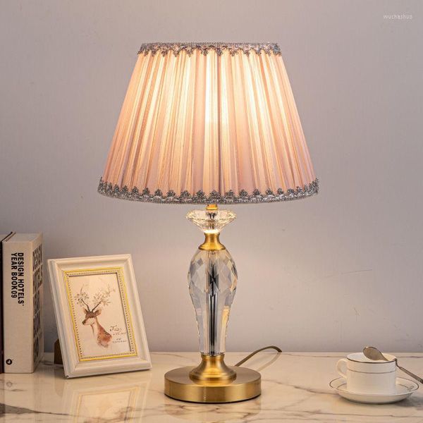 Lampes de table moderne simple cristal lampe de bureau chambre chevet luxe salon mariage
