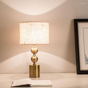 Lampes de table moderne Simple or luxe lampe de bureau en métal tissu Art convient à la maison chambre chevet décoration de sol