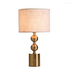 Lampes de table moderne Simple doré chambre chevet Villa salon étude métal tissu couverture E27 AC110 220V