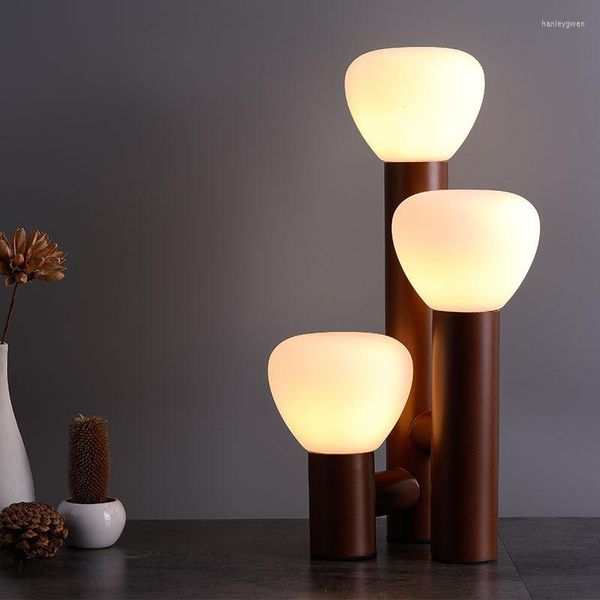 Lampes de table Moderne Simple Vert IronThree-Tête Salon Lampe LED G9 Blanc Verre Dépoli Chambre Bureau