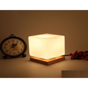 Tafellampen Modern Eenvoudig Echt Hout Led Bureaulamp Studie Kantoor Leeslamp Kubus Suikerglas Verstelbare Tafel Voor Slaapkamer Nachtkastje Dro Dh9Xf