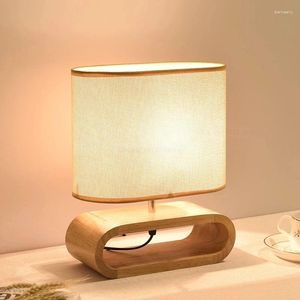 Tafellampen Moderne massief houten lamp voor woonkamer Slaapkamer Art Decor Bureau LED-leesverlichting