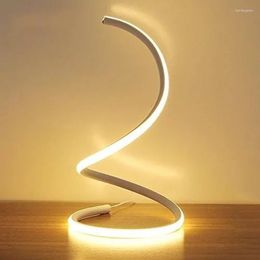 Lampes de table Lampe de chevet LED spirale moderne Lampe de bureau incurvée Dimmable Blanc chaud