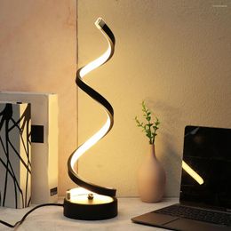 Lampes de table moderne spirale LED lampe de bureau minimaliste 3 température de couleur réglable chevet Art veilleuse chambre décor