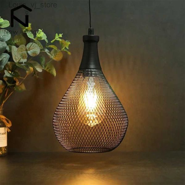 Lampes de table Table moderne bougie pendentif suspension lampe lumière noir fer suspendu Cage Vintage LED minimaliste sans fil abat-jour YQ240316