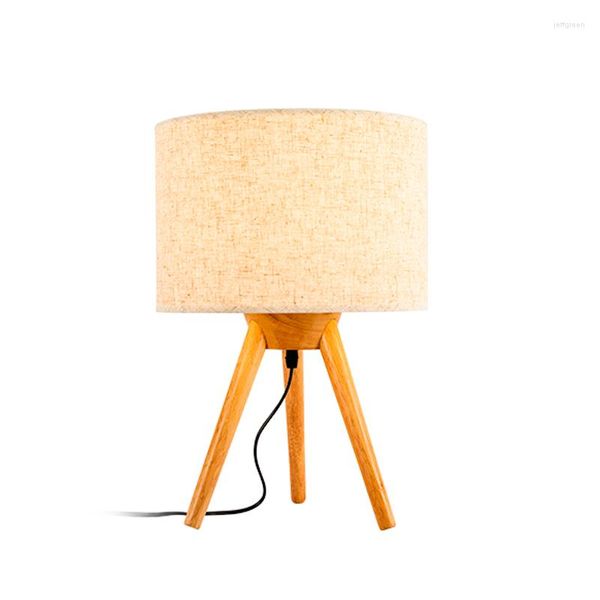 Lampes de table moderne trépied bois lampe de bureau chambre décor chevet veilleuses bureau pour étude lecture éclairage