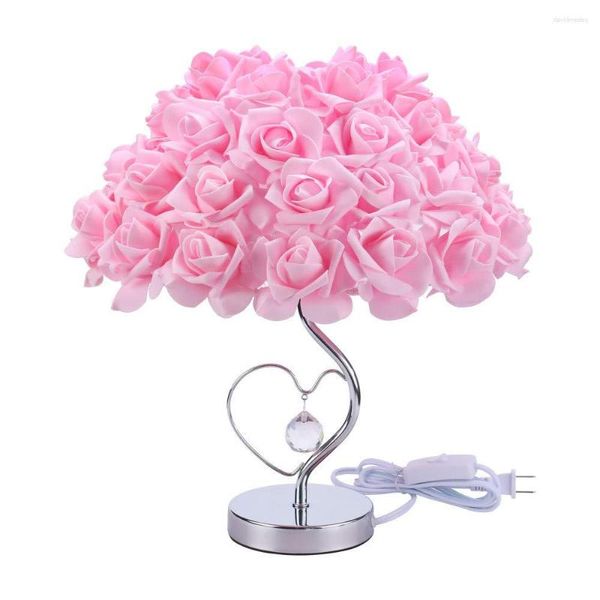Lampes de table moderne mariage décoration lampe saint valentin cadeau mariage chambre chevet bureau créatif Roses fleur lumière