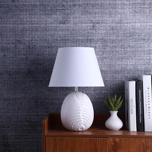 Tafellampen Moderne Witte Lamp Blad Textuur Keramiek Naast Voor Woonkamer Minimalistische Creatieve Decoratieve Slaapkamer