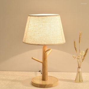 Tafellampen moderne houtboom voor slaapkamer bed nachtkastje nachtkastje lamp Noordse led houten stand verlichtingsarmaturen woonkamer huisdecoratie