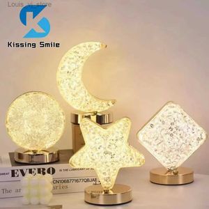 Lampes de table Lune lampe de Table variateur Led veilleuse contrôle tactile Table d'appoint chambre diamant étoile décoration bureau Projection Usb Rechargeable YQ240316