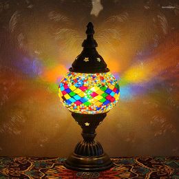Lampes de table Mosaïque Lampe Turquie Style Vintage Art Verre Abat-Jour Décoratif Chambre Salon Romantique Café À La Main Veilleuse