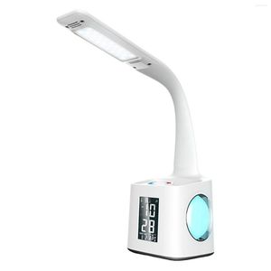 Lampes de table Lampe polyvalente Porte-stylo Affichage Heure Date 3 Niveaux Dimmable USB Charge Tactile Atmosphère Veilleuse Pour Étude