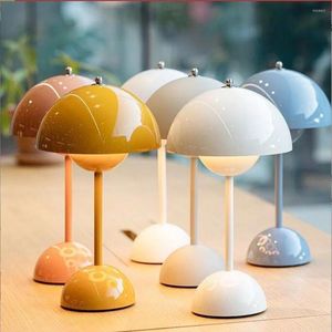 Table Lamps Mushroom Flower Bud Rechargeable LED Desk Night For Bedroom Dining Touch Light Simple Modern Decoration