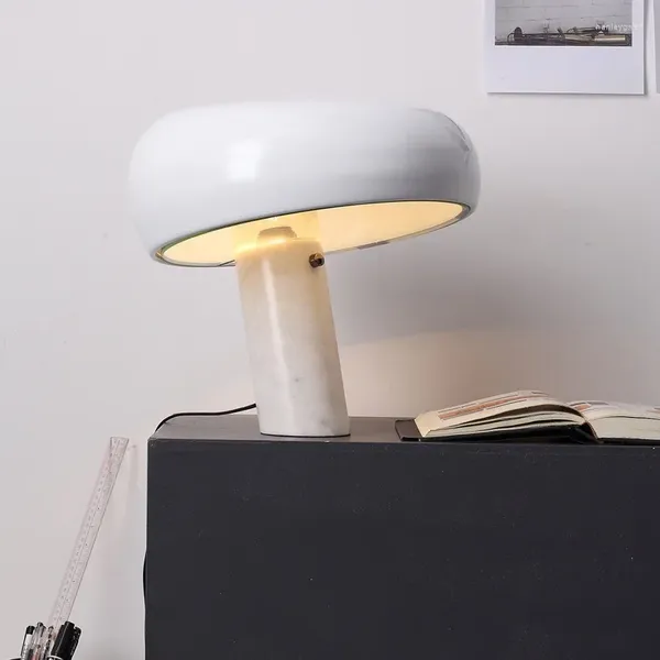 Lampes de table des champignons en marbre étude étude LED Bureau ménage noir noire de nuit de lit de chambre à coucher chambre décorative livre de lecture lumières