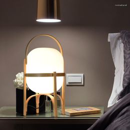 Lampes de table en bois naturel lampe en verre chambre chevet E27 LED lumière debout pour salon étude éclairage de table