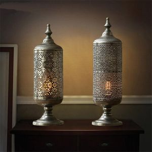 Tafellampen neoklassiek Amerikaans land gesneden holle decor lamp retro Zuidoost -Azië woonkamer slaapkamer bedlichten