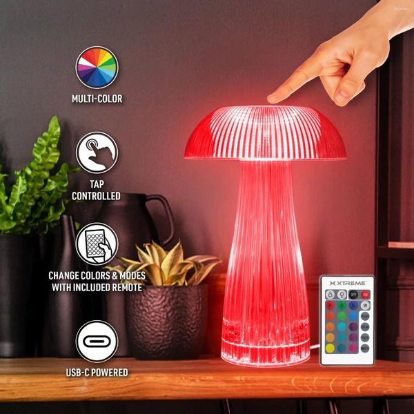 Lampes de table LAMPE NÉON Multi-couleur LED LED Tablette tactile Aquarium Aquarium Light Decoration avec finition cristalline à distance 2pcs