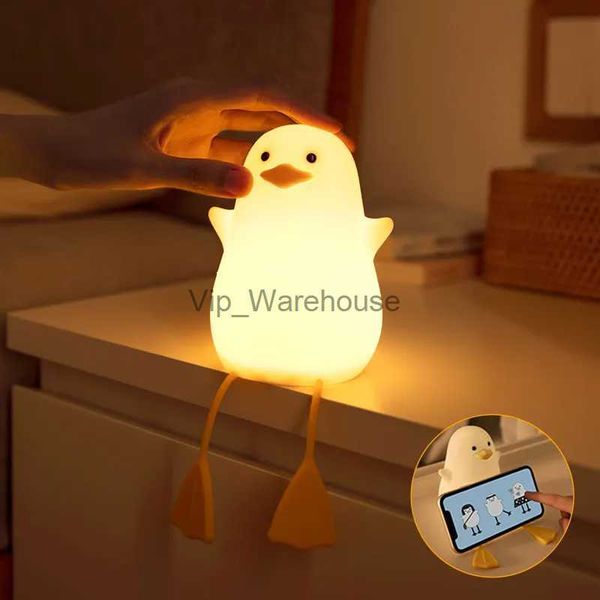 Lampes de table Nouveau mignon canard veilleuses Rechargeable interrupteur de tapotement lampe à LED créative bébé enfant décoration maison chambre Table de chevet cadeau YQ231006