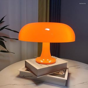Lampes de table nordique acrylique lampe de bureau concepteur Orange champignon lumières minimaliste chambre mignon à côté étude salon décor