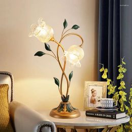 Lampes de table nordique jardin américain lampe à fleurs en verre créatives de chambre à coucher moderne de nuit