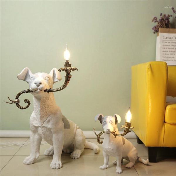 Lampes de table nordique Animal pour chambre lampe de chevet résine Jack Russell Terrier chien salon lumière intérieur enfants