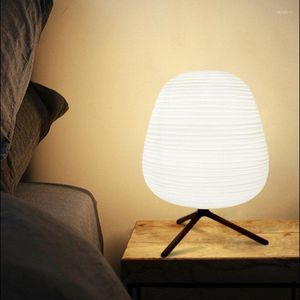 Lampes de table Nordic Ball Lampe en verre plissé Shades Bureau Salon Décor Designer Simple Lumière LED pour chambre à côté