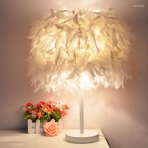 Lampes de table nordique chambre à plumes lampe à plumes confortable et romantique Instagram Mesh Red Light Creative Decoration Bar Restaurant