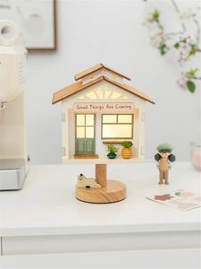 Tafellampen Noordelijke cartoon huis modelleren hout kunst schattig meisje slaapkamer bedroom led slaapverlichting woonkamer sfeer ornamenten