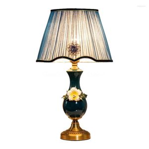 Lampes de table nordique céramique pour salon décoration tissu abat-jour éclairage intérieur décor à la maison créatif chambre lampe de chevet